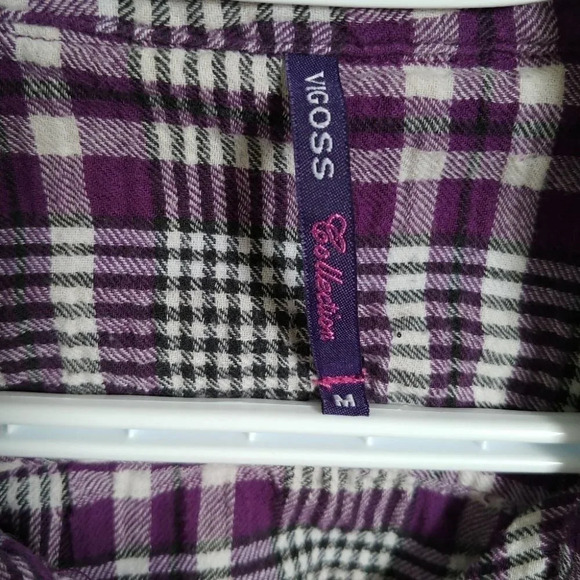 Vigoss Purple Plaid  Flannel Extra Long Shirt, M - Picture 9 of 9